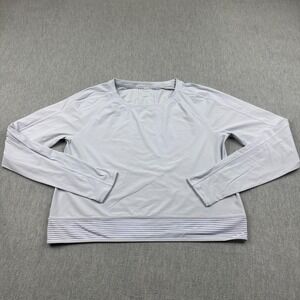 Lululemon Top Womens 8‎ Serene Purple Stripe In Stride Long Sleeve Yoga Workout